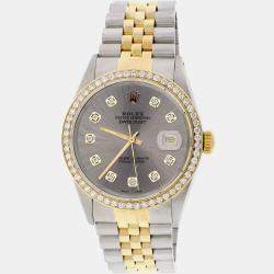 Rolex Customised  Diamond 18K Yellow Gold Stainless Steel Datejust  Automatic Men's Wristwatch 36mm