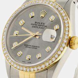 Rolex Customised  Diamond 18K Yellow Gold Stainless Steel Datejust  Automatic Men's Wristwatch 36mm