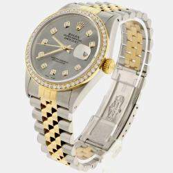 Rolex Customised  Diamond 18K Yellow Gold Stainless Steel Datejust  Automatic Men's Wristwatch 36mm