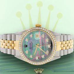 Rolex Customised Tahitian MOP Diamond 18K Yellow Gold Stainless Steel Datejust  Automatic Men's Wristwatch 36mm