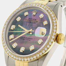 Rolex Customised Tahitian MOP Diamond 18K Yellow Gold Stainless Steel Datejust  Automatic Men's Wristwatch 36mm