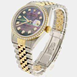 Rolex Customised Tahitian MOP Diamond 18K Yellow Gold Stainless Steel Datejust  Automatic Men's Wristwatch 36mm