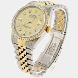Rolex Customised Champagne Diamond 18K Yellow Gold Stainless Steel Datejust  Automatic Men's Wristwatch 36mm