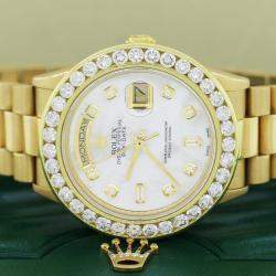 Rolex Customised White MOP 4.0CT Diamond 18K Yellow Gold Day-Date  Automatic Men's Wristwatch 36MM