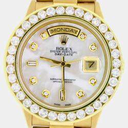 Rolex Customised White MOP 4.0CT Diamond 18K Yellow Gold Day-Date  Automatic Men's Wristwatch 36MM