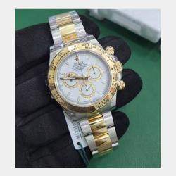 Pre Owned Rolex White Yellow Gold Oystersteel golden Counter Ring Oyster Cosmograph Daytona Men's Wristwatch 40 MM