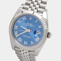 Rolex Blue 18K White Gold Oystersteel Datejust M126334-0026 Men's Wristwatch 41 mm