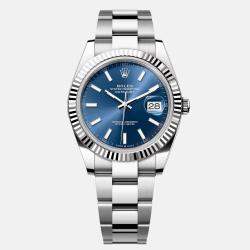Pre Owned Rolex Datejust 126334-0001 Automatic Blue 18k White Gold Stainless Steel Men's Wristwatch 41 mm