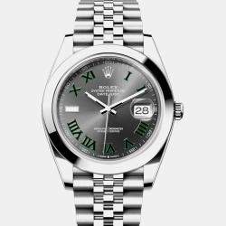 Pre Owned Rolex Datejust 126300 Wimbledon Slate Stainless Steel Automatic Men's Wristwatch 41 mm