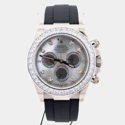 مملوكة مسبقًا Rolex Cosmograph Daytona 126589RBR Silver 18k White Gold, Diamond Automatic Men's Watches 40mm
