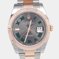 Pre Owned Rolex Slate 18k Everose Stainless Steel Datejust 126331 Men's Wristwatch 41 mm 