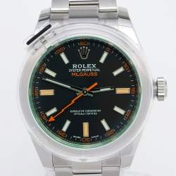 Pre Owned Rolex Black Stainless Steel Milgauss M116400GV-0001 Men's Wristwatch 40 mm