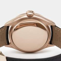 Rolex White 18K Everose Gold Alligator Leather Cellini Moonphase 50535-0002 Men's Wristwatch 39 mm