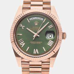 Rolex Olive Green 18k Rose Gold Day-Date 228238 Men's Wristwatch 40 mm