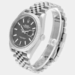 Pre Owned Rolex Rhodium 18K White Gold Stainless Steel Datejust 126334 Men's Wristwatch 41 mm