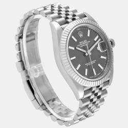 Pre Owned Rolex Rhodium 18K White Gold Stainless Steel Datejust 126334 Men's Wristwatch 41 mm