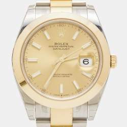 Pre Owned Rolex Champagne 18K Yellow Gold Oystersteel Datejust M126303-0009 Men's Wristwatch 41 mm