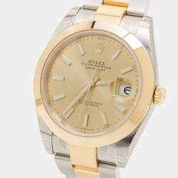 Pre Owned Rolex Champagne 18K Yellow Gold Oystersteel Datejust M126303-0009 Men's Wristwatch 41 mm