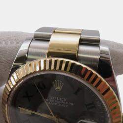 Rolex Grey 18k Yellow Gold Stainless Steel Datejust Automatic Men's Wristwatch 41 mm