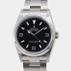 Rolex Black Stainless Steel Explorer 114270 Automatic Men's Wristwatch 36 mm