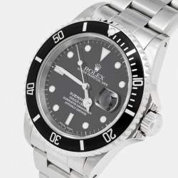 Rolex Black Stainless Steel Submariner 16610 Men's Wristwatch 40 mm
