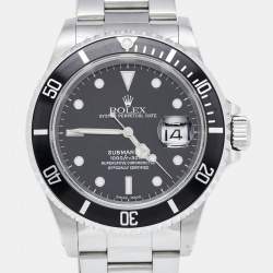 Rolex Black Stainless Steel Submariner 16610 Men's Wristwatch 40 mm