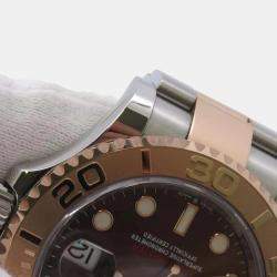 Rolex Brown 18k Rose Gold Stainless Steel Yacht-Master Automatic Men's Wristwatch 40 mm