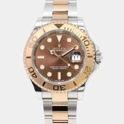 Rolex Brown 18k Rose Gold Stainless Steel Yacht-Master Automatic Men's Wristwatch 40 mm