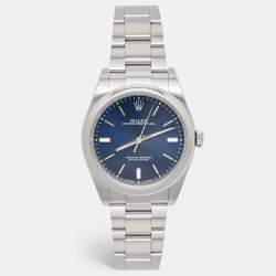 Pre Owned Rolex Blue Oystersteel Oyster Perpetual M114300-0003 Men's Wristwatch 39 mm