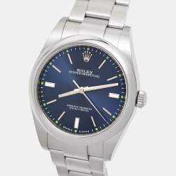 Pre Owned Rolex Blue Oystersteel Oyster Perpetual M114300-0003 Men's Wristwatch 39 mm