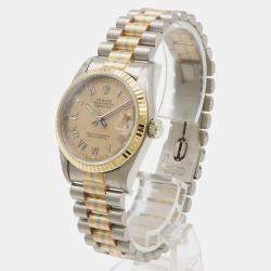 Rolex Champagne 18k Rose Gold Yellow Gold White Gold Datejust 68279BIC Automatic Men's Wristwatch 31 mm