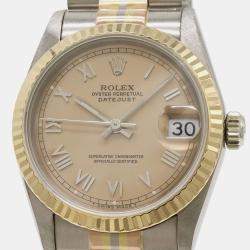 Rolex Champagne 18k Rose Gold Yellow Gold White Gold Datejust 68279BIC Automatic Men's Wristwatch 31 mm