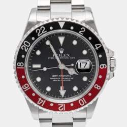 Pre Owned Rolex Black Stainless Steel GMT-Master II 'Coke' 16710 Men's Wristwatch 40 mm
