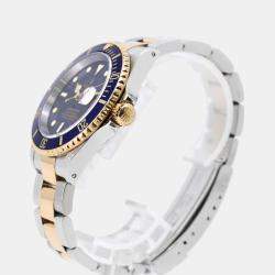 Rolex Blue 18k Yellow Gold Stainless Steel Submariner 16613 Automatic Men's Wristwatch 40 mm