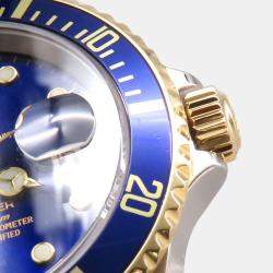 Rolex Blue 18k Yellow Gold Stainless Steel Submariner 16613 Automatic Men's Wristwatch 40 mm