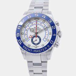 Rolex White Stainless Steel Yacht-Master 116680 Automatic Men's Wristwatch 44 mm