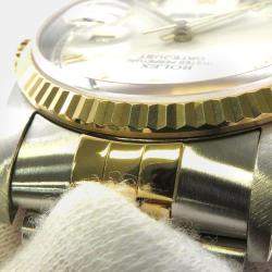 Rolex White 18k Yellow Gold Stainless Steel Datejust 16233 Automatic Men's Wristwatch 36 mm