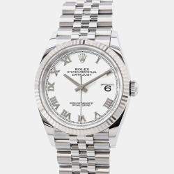 Rolex White 18k White Gold Stainless Steel Datejust  Automatic Men's Wristwatch 36 mm