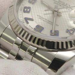 Rolex Silver 18k White Gold Stainless Steel Datejust Automatic Men's Wristwatch 36 mm