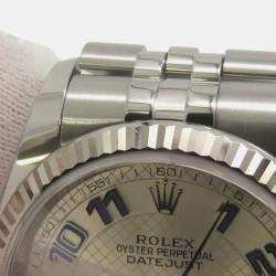 Rolex Silver 18k White Gold Stainless Steel Datejust Automatic Men's Wristwatch 36 mm