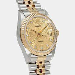 Rolex Champagne Diamond 18k Yellow Gold And Stainless Steel Datejust Automatic Men's Wristwatch 31 mm