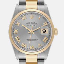 Rolex Datejust Steel Yellow Gold Slate Dial Men's Watch 116203 36 mm