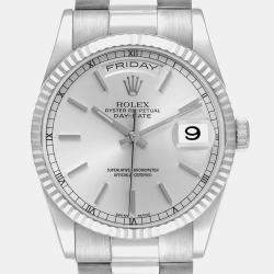 Rolex President Day-Date White Gold Silver Dial Men's Watch 118239 36 mm