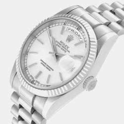 Rolex President Day-Date White Gold Silver Dial Men's Watch 118239 36 mm