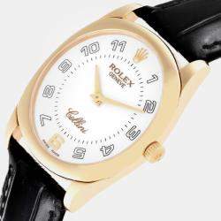 Rolex Cellini Danaos Yellow Gold White Dial Mens Watch 4233