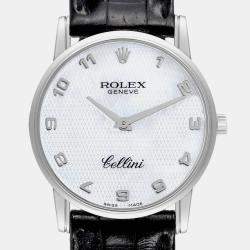 Rolex Cellini Classic Mother of Pearl Dial White Gold Men's Watch 5116 31.8 mm