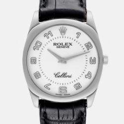 Rolex Cellini Danaos White Gold Black Strap Men's Watch 34.0 mm