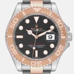 Rolex Yachtmaster Rose Gold Steel Black Dial Men's Watch 116621 40 mm