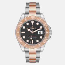 Rolex Yachtmaster Rose Gold Steel Black Dial Men's Watch 116621 40 mm