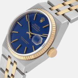 Rolex Oysterquartz Datejust Steel Yellow Gold Blue Dial Mens Watch 17013